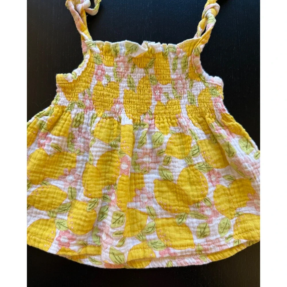 Starting‎ Out Baby Smocked Lemon Top Girls 12m Yellow Soft Lightweight Cotton